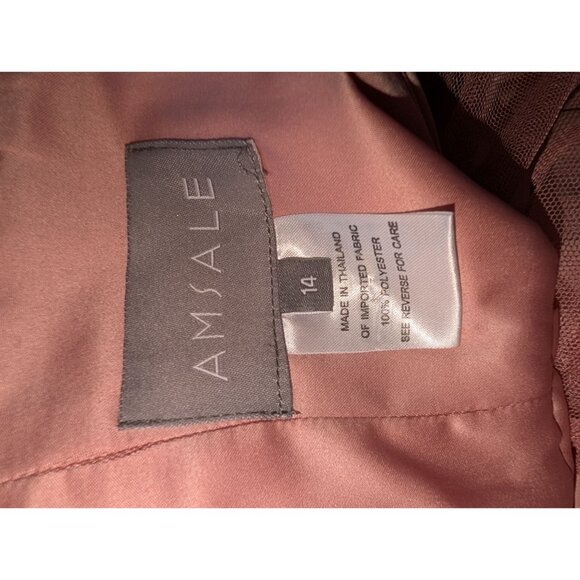 Amsale Pink Mesh Tulle Sleeveless Gown With Plunging Neckline & Sheer Back Size - Picture 4 of 6